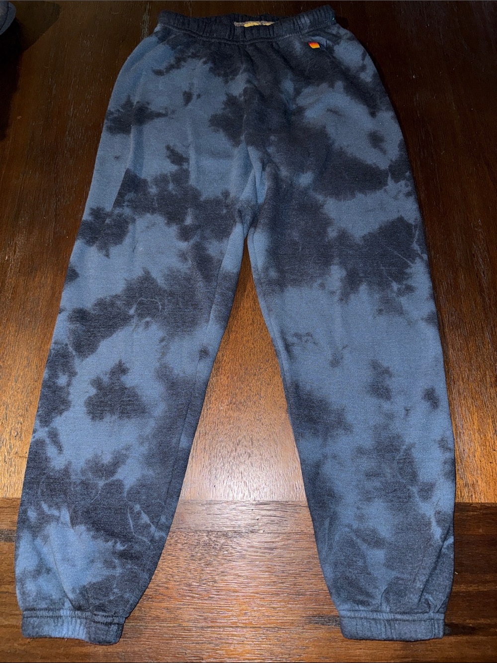 Aviator Nation Hand Dyed Sweatpants - Tie Dye Blue Black Small